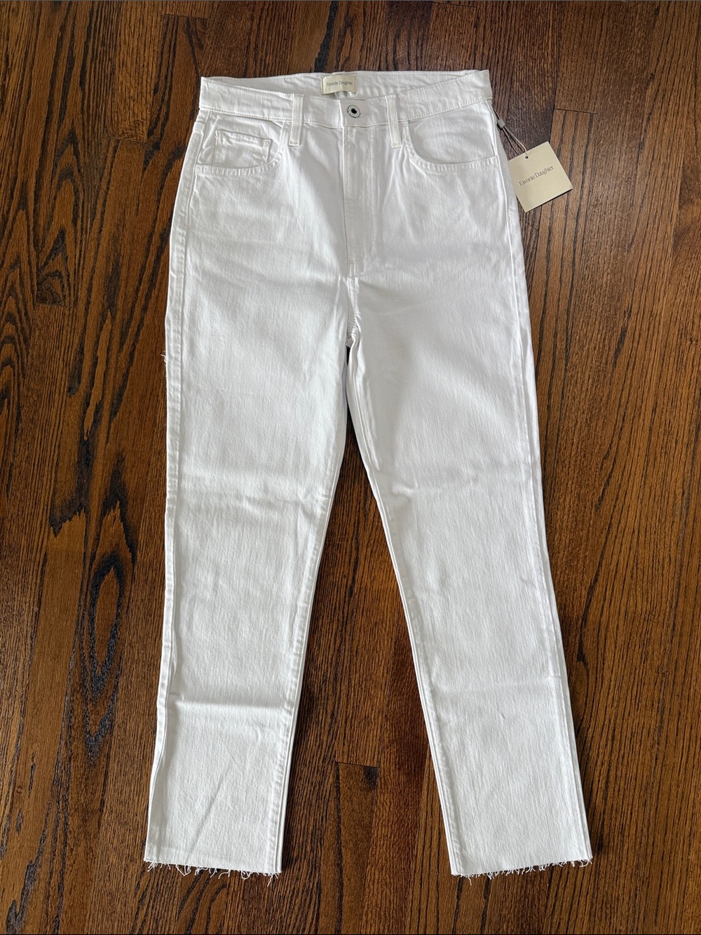 B42 Favorite Daughter Women’s 28 White High-Rise Straight Crop Jeans